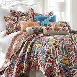 Levtex Rhapsody King Quilt Set and Pieced Quilted Throw Pillow